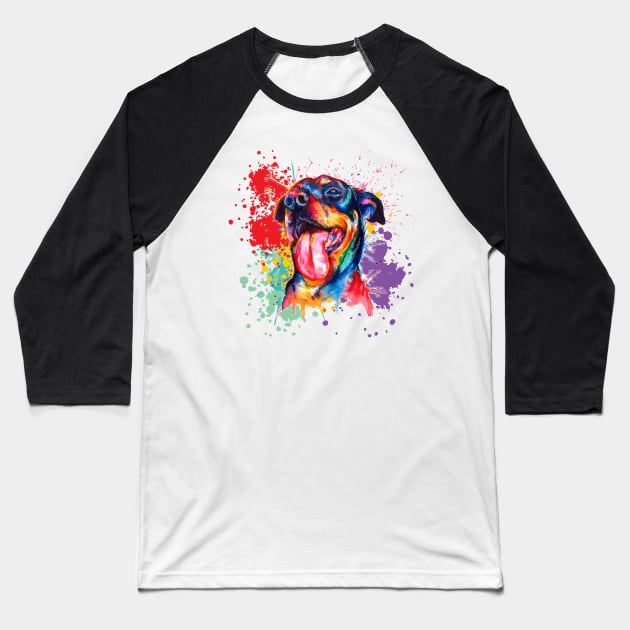 Colorful funny dog Baseball T-Shirt by  Memosh Everything 